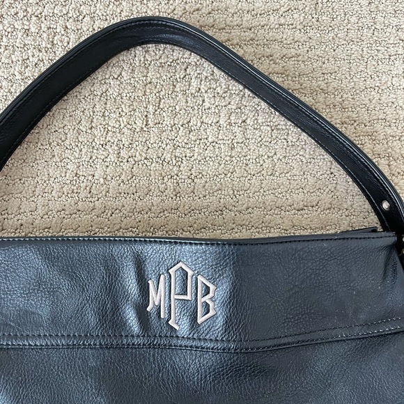 Initials Inc. Black Monogramed Hobo Shoulder Bag - Picture 2 of 8